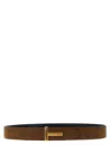 Tom Ford Multicolor Textured Reversible Buckle Belt In Brown
