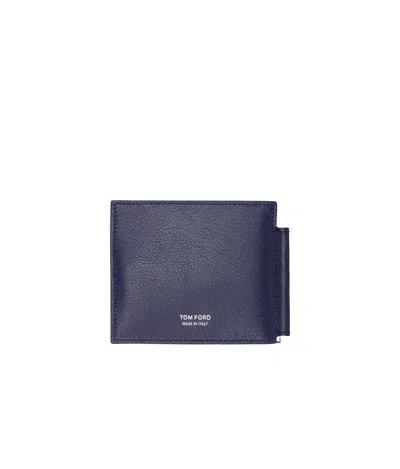 Tom Ford T-shaped Wallet In Blue