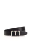 Tom Ford T Shiny Leather Belt With Silver Buckle In Black