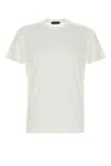 Tom Ford White Crewneck T-shirt With Tf Embroidery In Lyocell And Cotton Blend Man
