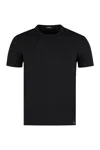 Tom Ford White Crewneck T-shirt With Tf Embroidery In Lyocell And Cotton Blend Man