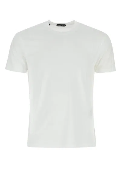 Tom Ford Crew Neck Short Sleeve T-shirt With Tonal Stitching In Grey