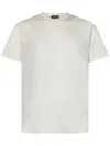Tom Ford White Crewneck T-shirt With Tf Embroidery In Lyocell And Cotton Blend Man In Beige