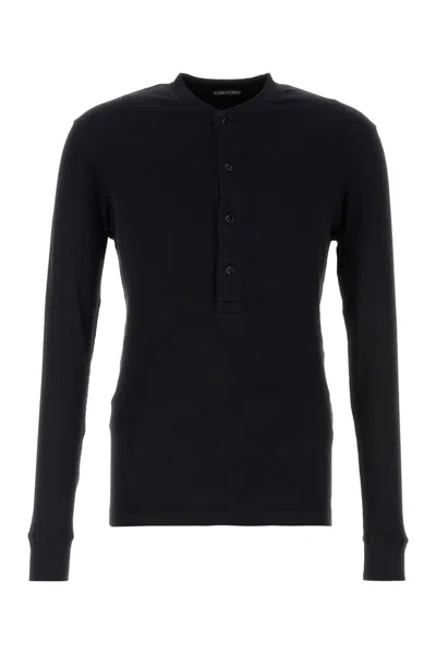 Tom Ford Men Cotton Modal Rib Ls Henley In Multicolor