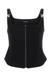 Tom Ford Double Cady Stretch Zipped Corset Top In Black
