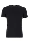 Tom Ford Blue Crew Neck T-shirt With Embroidered Logo In Cotton Blend Man In Black
