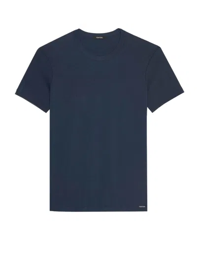 Tom Ford Short Sleeved Crewneck T-shirt In Blue