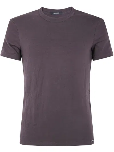 Tom Ford Crew Neck Short Sleeve T-shirt Design In Purple