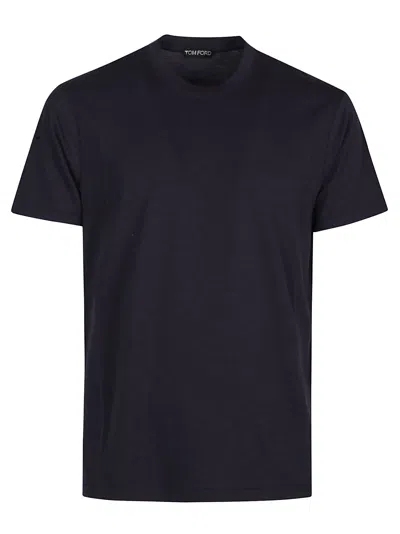 Tom Ford Placed Rib Slim-fit Lyocell And Cotton-blend Jersey T-shirt In Black