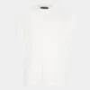 Tom Ford White Crewneck T-shirt With Tf Embroidery In Lyocell And Cotton Blend Man