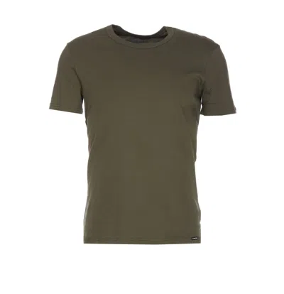 Tom Ford Khaki Cotton Stretch Jersey T-shirt In Military Green