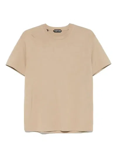 Tom Ford Crew Neck Short Sleeve T-shirt In Neutrals
