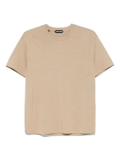 Tom Ford Crew Neck Short Sleeve T-shirt In Neutrals