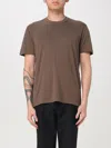 Tom Ford Regular Fit T-shirt In Lyocell And Cotton In Brown