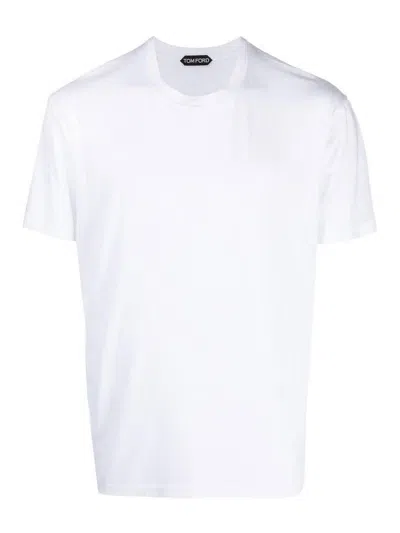 Tom Ford Logo-embroidered V-neck T-shirt In White