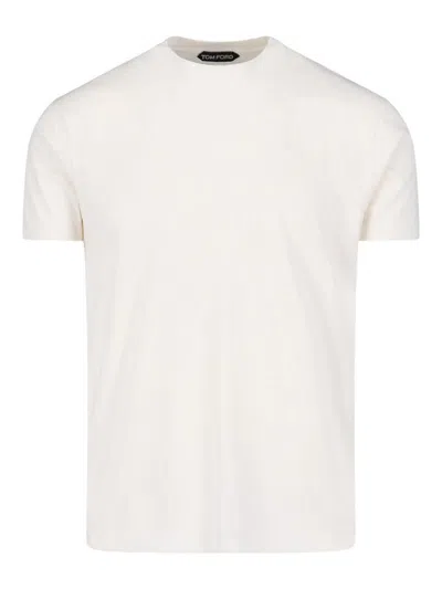 Tom Ford Lyocell Cotton Short Sleeve Crewneck T-shirt White