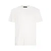 Tom Ford White Crewneck T-shirt With Tf Embroidery In Lyocell And Cotton Blend Man