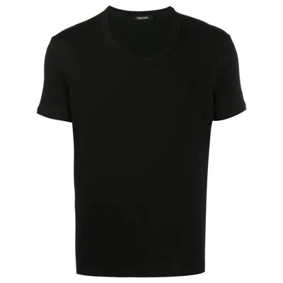 Tom Ford Black Stretch Cotton V-neck T-shirt
