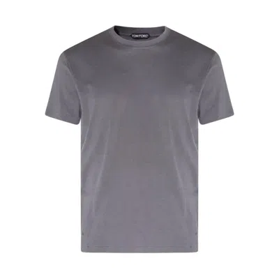 Tom Ford Lyocell Cotton Crew Neck T-shirt Clothing In Gray
