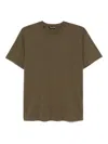 Tom Ford Military Green Crewneck T-shirt With Tf Embroidery In Lyocell And Cotton Blend Man