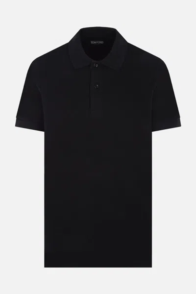 Tom Ford Polo Shirt With Ribbed Cuffs And Short Sleeves In Brown