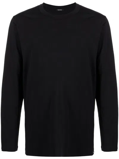 Tom Ford Long Sleeve Crew Neck T-shirt In Black