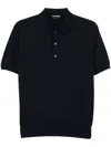Tom Ford Midnight Cotton Blend Polo In Blue