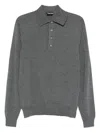 Tom Ford Grey Long-sleeved Polo Shirt With Classic Collar And Refined Trim In Gray