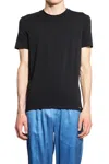 Tom Ford Regular Fit Black T-shirt With Classic Crew Neckline In Black