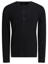 Tom Ford Long-sleeved Henley Top With Buttoned Placket And Fitted Silhouette In Black