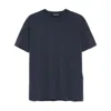 Tom Ford Blue Crew Neck T-shirt With Embroidered Logo In Cotton Blend Man In Blue