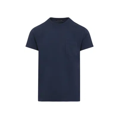 Tom Ford Indigo Blue Cotton T-shirt With Chest Pocket And Crew Neck