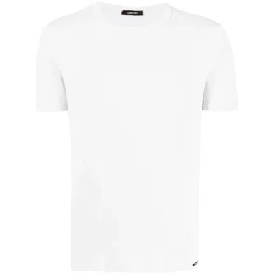 Tom Ford Crew Neck Cotton-lyocell Blend T-shirt In White