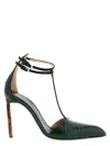 Tom Ford T-bar Ankle Strap Pointed Toe Pumps In Green