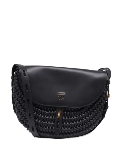 Pre-owned Tom Ford T Twist Crossbody Bag In Black