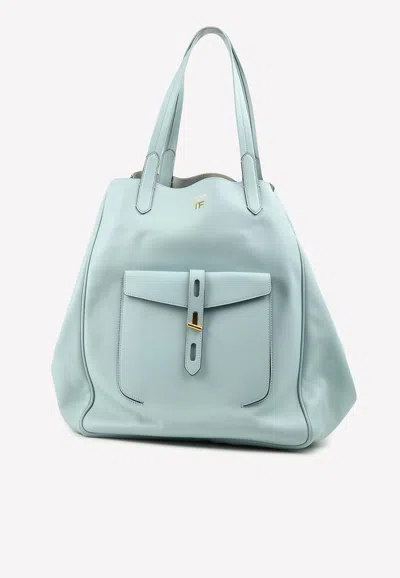 Tom Ford T-twist Hollywood Leather Tote Bag In Sky Blue