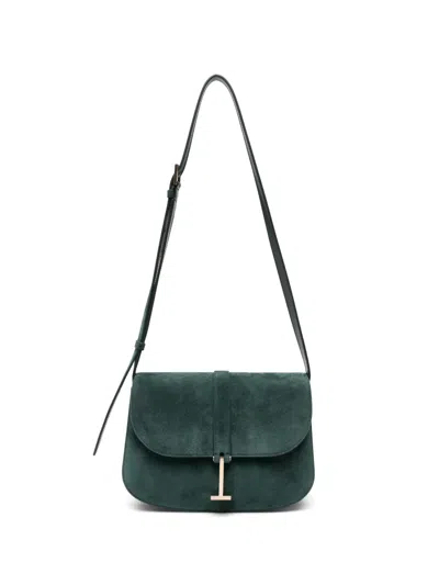 Tom Ford T Twist Suede Cross Body Bag In Green