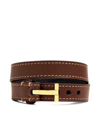 Tom Ford T Wrap Bracelet In 褐色