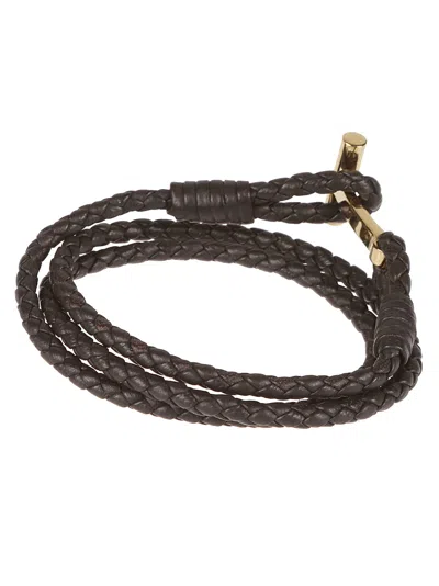 Tom Ford T Wrap Woven Bracelet In Brown