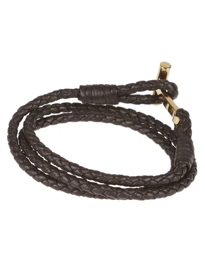 Tom Ford T Wrap Woven Bracelet In Dark Brown