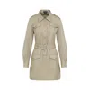 Tom Ford Pale Sage Beige Cotton Safari Mini Dress In Neutrals