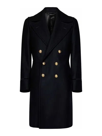 Tom Ford Tailored Black Wool Double-breasted Coat