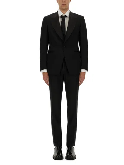Tom Ford Master Twill Shelton Evening Tuxedo Suit In Black