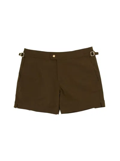 Tom Ford Tailored Brown Swimsuit With Adjustable Straps In Green