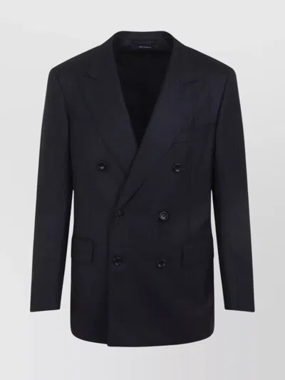 Tom Ford Tailored Double-breasted Pinstripe Jacket In Black
