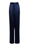 Tom Ford Tailored High-rise Silk-blend Straight-leg Pants In Blue