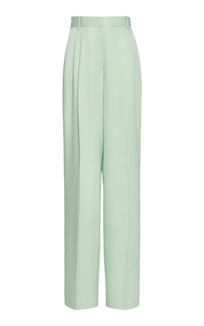 Tom Ford Tailored High-rise Silk Twill Straight-leg Pants In Green