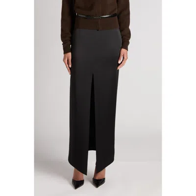 Tom Ford Tailored Satin Maxi Skirt In Black