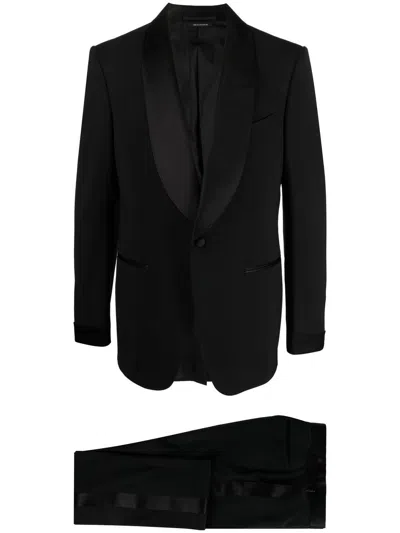 Tom Ford Tailored Single Breasted Suit For Men In Black