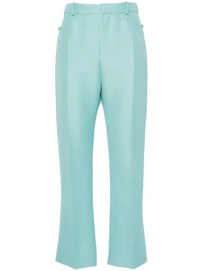 Tom Ford Highwaisted Cropped Flare Trousers In Blue